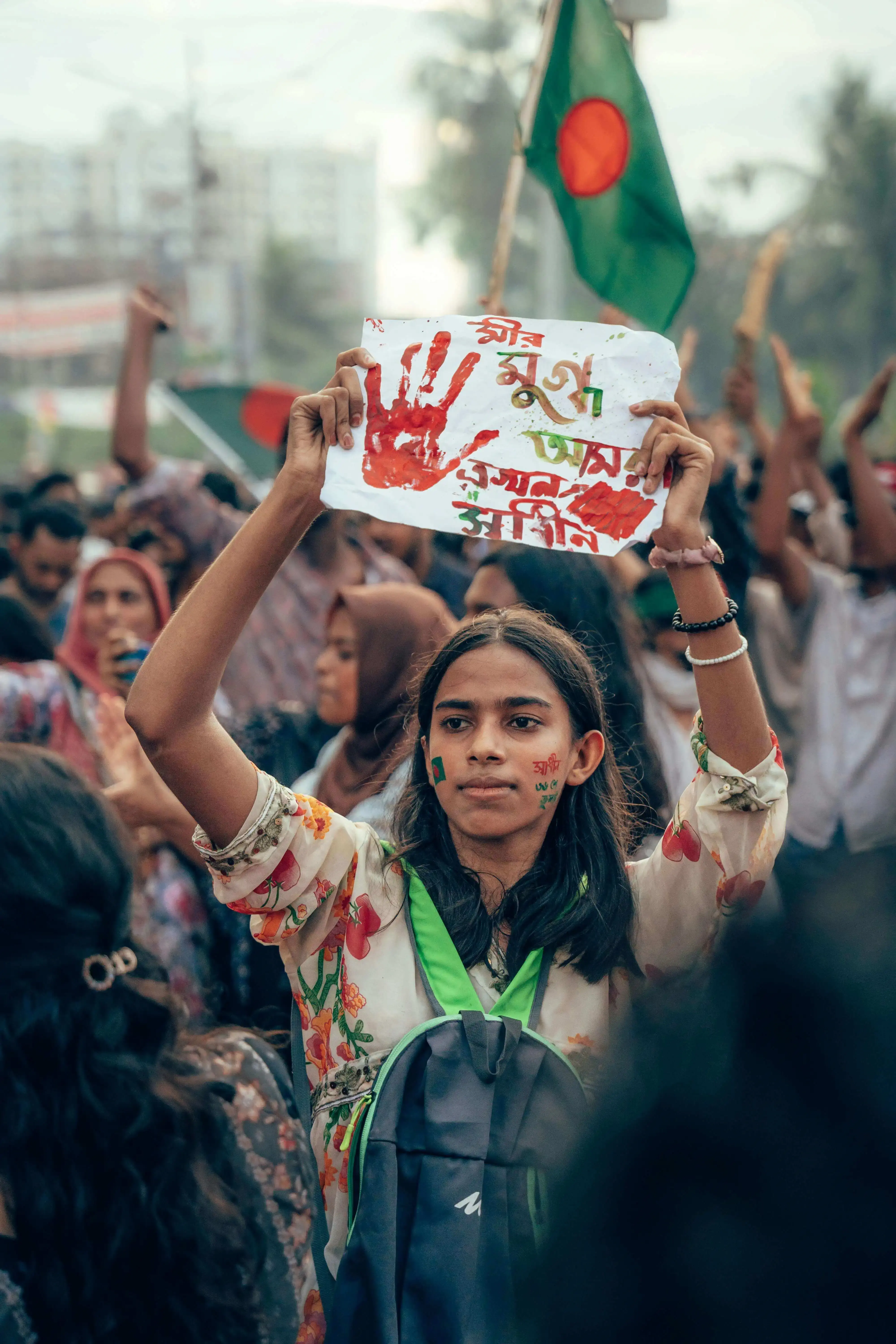 Women attended on the protest in Bangladesh against Awami League and India